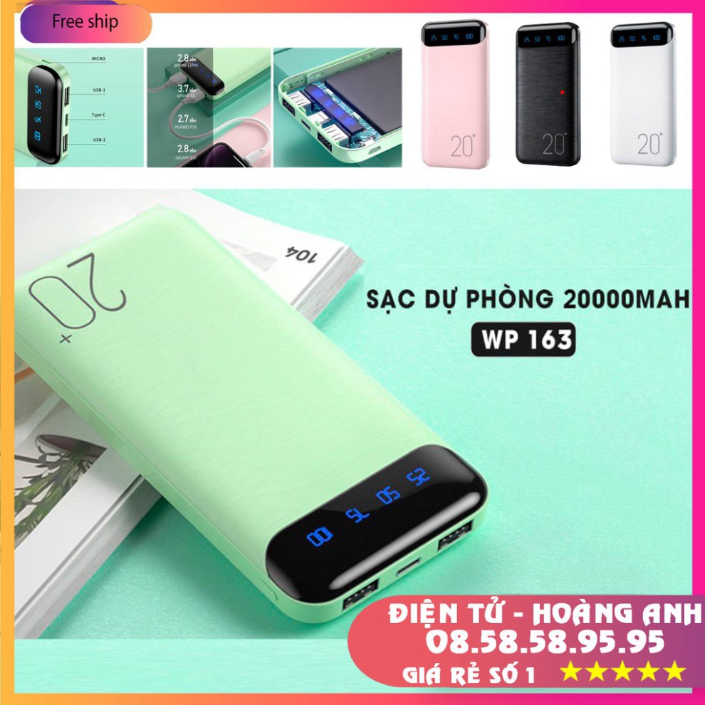 Sạc Dự Phòng Chính Hãng WK - WP163 20000Mah đủ dung lượng sạc thoải mái