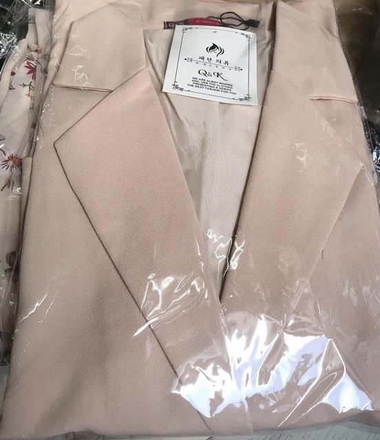 Áo blazer trơn Hàn Quốc màu be (loại 2 lớp/shop tự chụp hình thật)