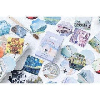 Bộ 46 sticker tranh nghệ thuật đẹp e54