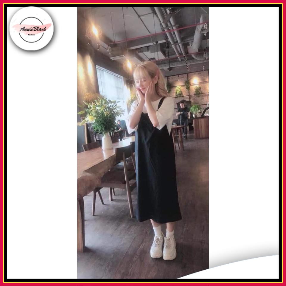 [Mã  ANUI20 hoàn 20k xu đơn 0đ] Set Váy Yếm Nữ 🦋 Bộ Váy Yếm Ao Thun Trắng Dáng Rộng 🦋 AB | BigBuy360 - bigbuy360.vn