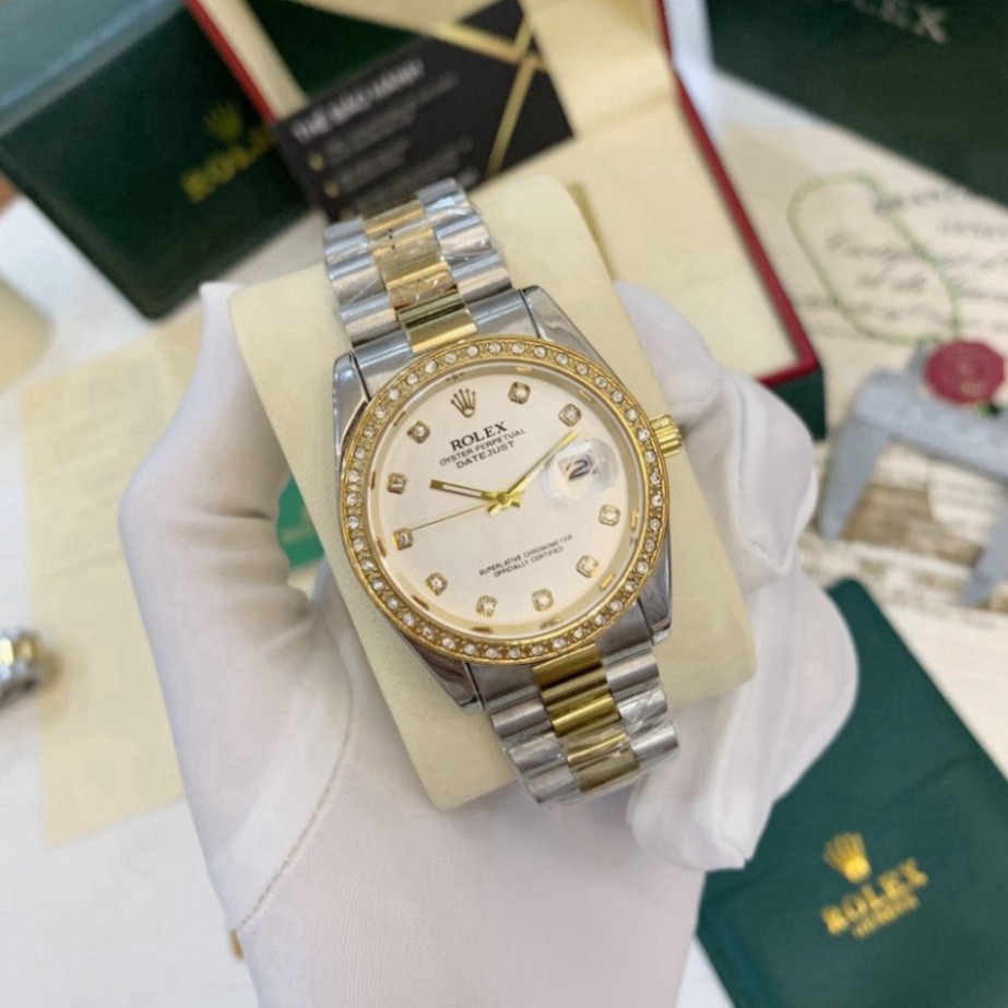 Đồng hồ nam Rolex - viền đá dây kim loại, mạ màu không gỉ - DH501 Shop404