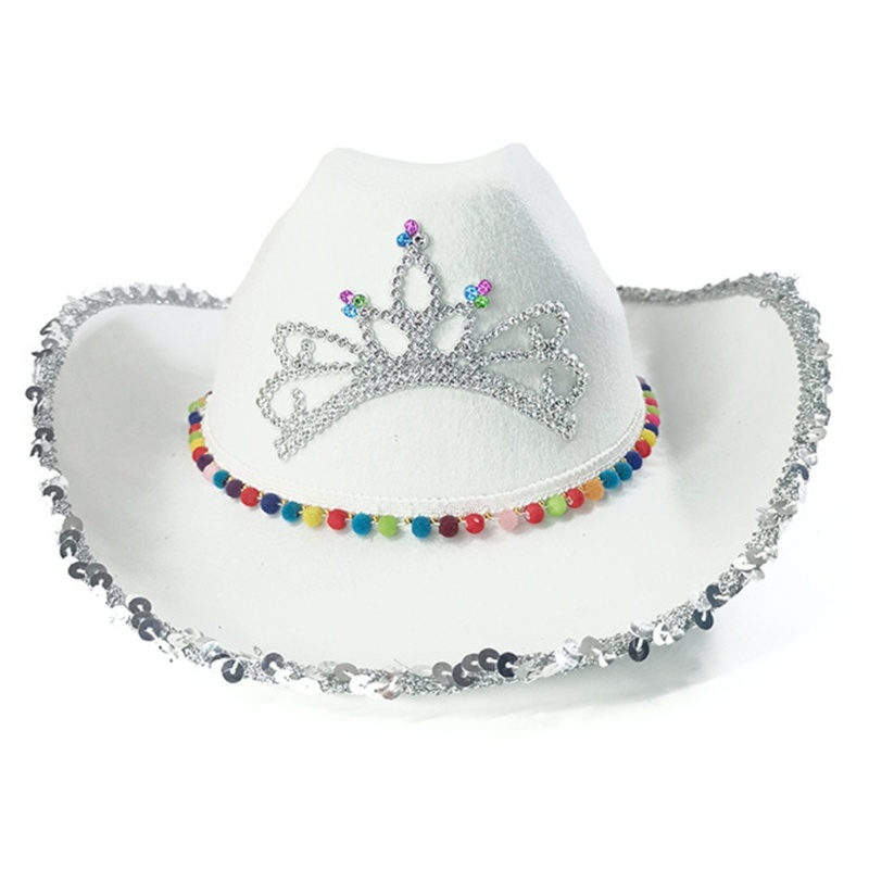 Mũ Cao Bồi Đính Kim Sa Lấp Lánh Phong Cách Retro Phương Tây