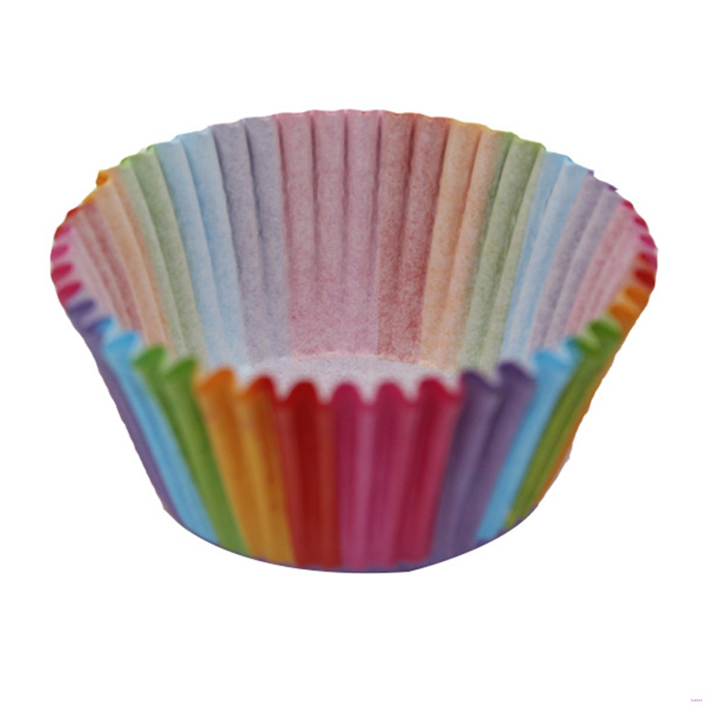 Set 100 Cốc Giấy Làm Bánh Cupcake Nhiều Màu Sắc