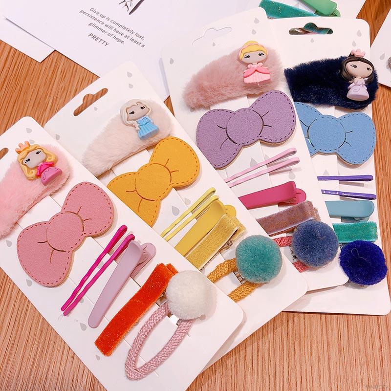 Bộ 7 kẹp tóc họa tiết công chúa đáng yêu thời trang Hàn Quốc cho nữ