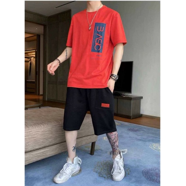 Set quần áo thể thao nam, Bộ thun hè nam, bộ đồ nam thun mè thoáng mát