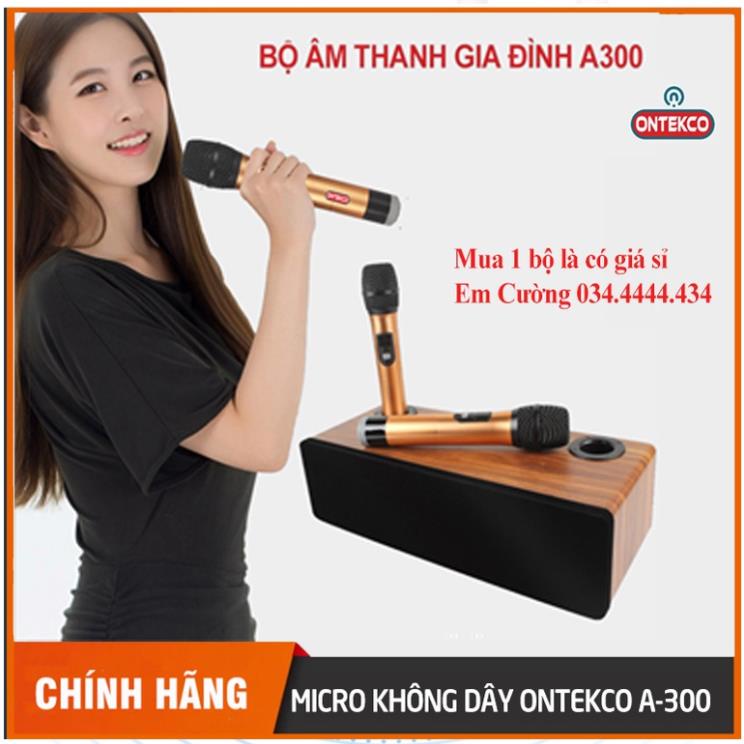 Bộ âm thanh karaoke gia đình không dây Ontekco A300 kèm 2 micro không dây- Siêu cao cấp chính hãng