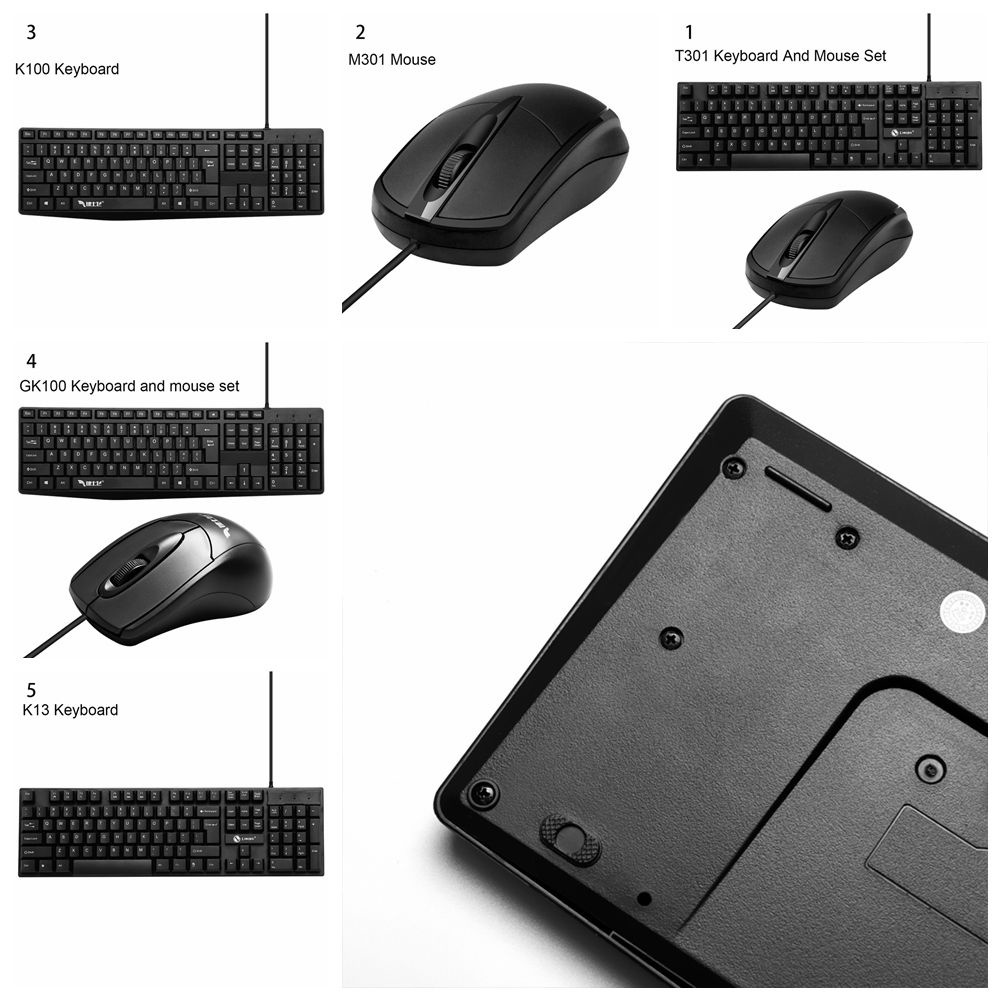 Bộ bàn phím có dây yên tĩnh và chuột nhạy để bàn thiết kế công thái học cổng cắm USB bền bỉ cho gia đình/ văn phòng