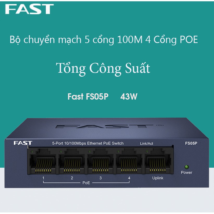 🇻🇳 Switch POE -FAST 5 - 6 ports 100mb 4 PoE 43W -FS06P - FS05P