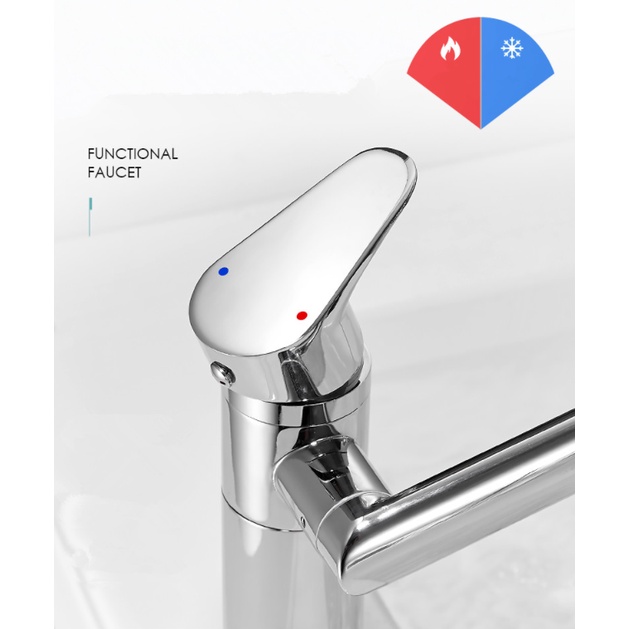 Vòi Nước Bồn Rửa Nhà Tắm Bằng Đồng Thau Cứng Đa Năng Xoay 360 Độ , chậu lavabo nóng lạnh Vòi rửa mặt