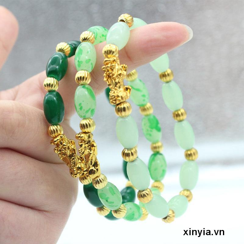 Vòng Tay Hạt Đá Mã Não Hình Oval Cứng Vàng May Mắn Cho Nữ