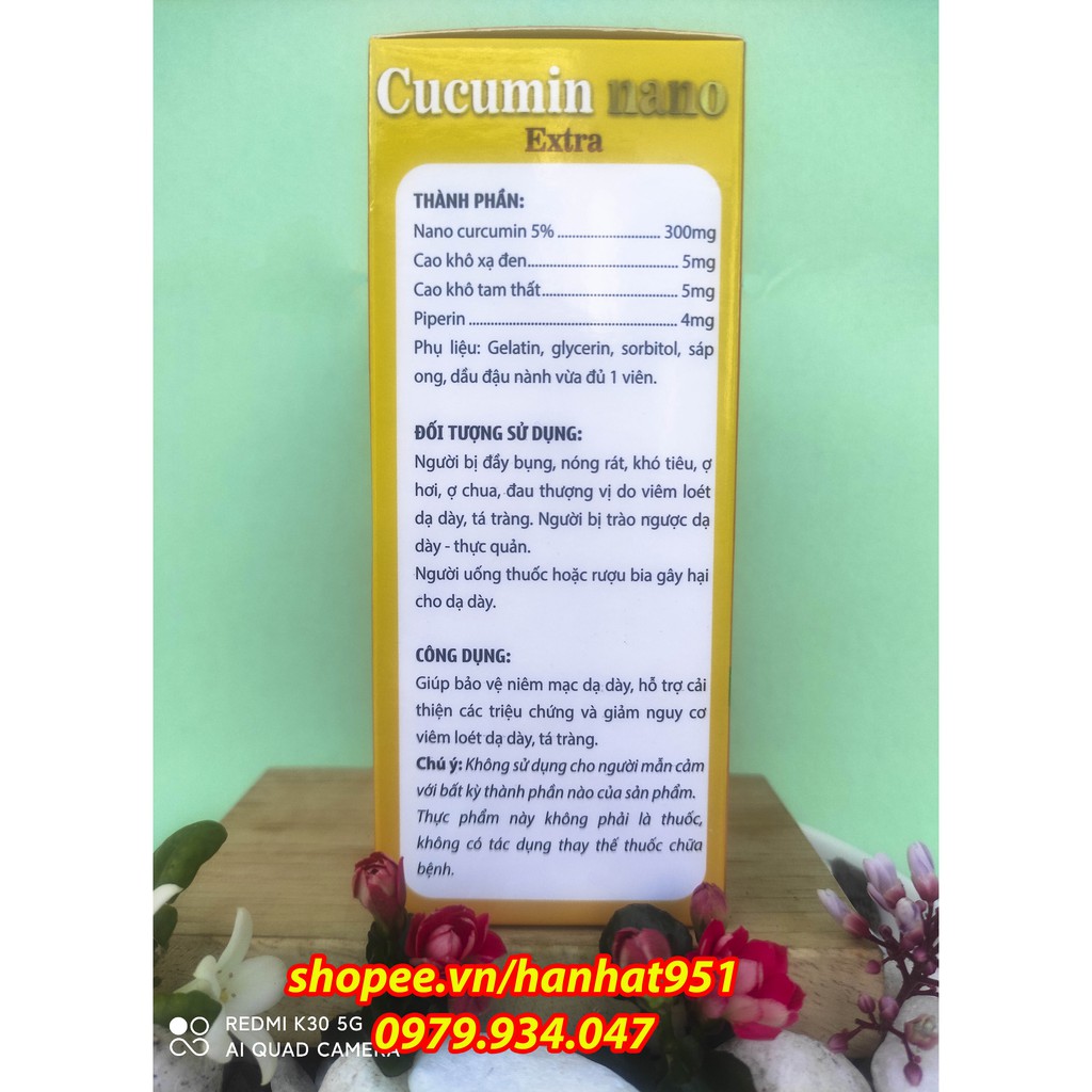 Viên Uống CUCUMIN NANO EXTRA chứa Curcumin nano hỗ trợ chữa viêm loét dạ dày - Hộp 30 Viên