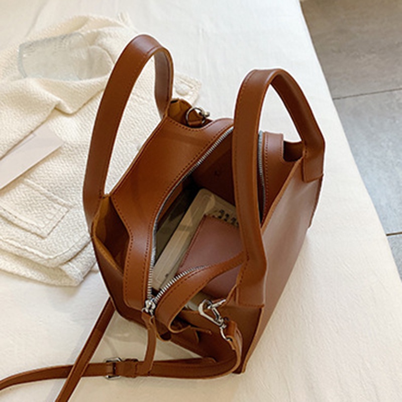 IELGY Túi Đeo Chéo Da PU Màu Trơn Cỡ Lớn Phong Cách retro Thời Trang Cho Nữ