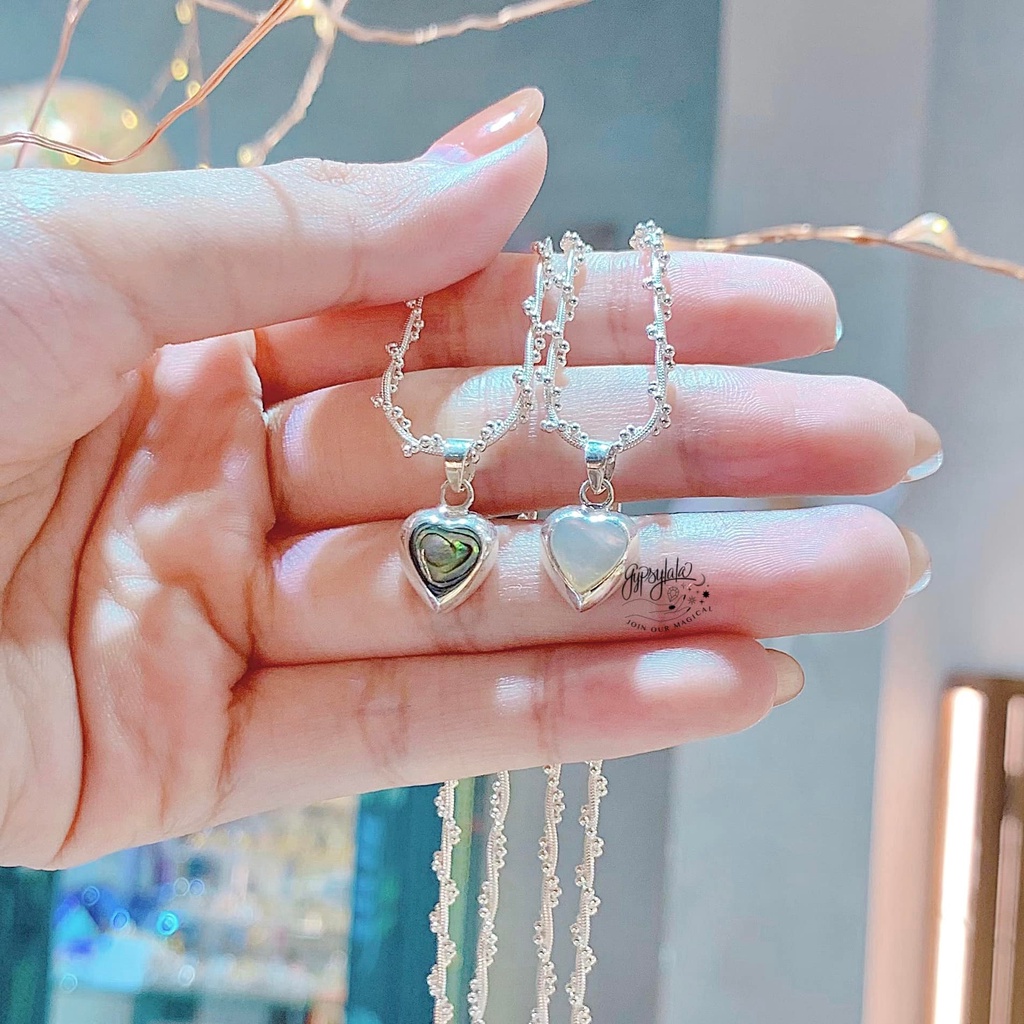 Dây Chuyền Trái Tim Ocean Love Đá Xà Cừ Thiên Nhiên Bạc 925 SP004817 Gypsy.lala