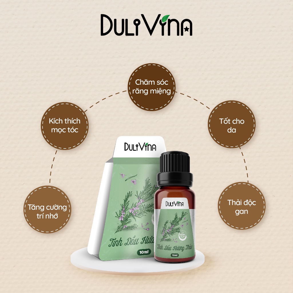 Tinh Dầu Hương Thảo RoseMary DuliVina Cao Cấp, Thiên Nhiên Nguyên Chất, Tăng Sự Tập Trung, Giảm Căng Thẳng - Chai 10ml