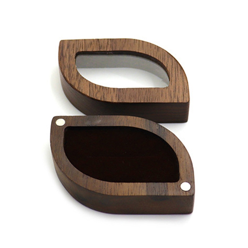 Hộp Đựng Nhẫn Cưới Bằng Gỗ Trơn Hình Chiếc Lá