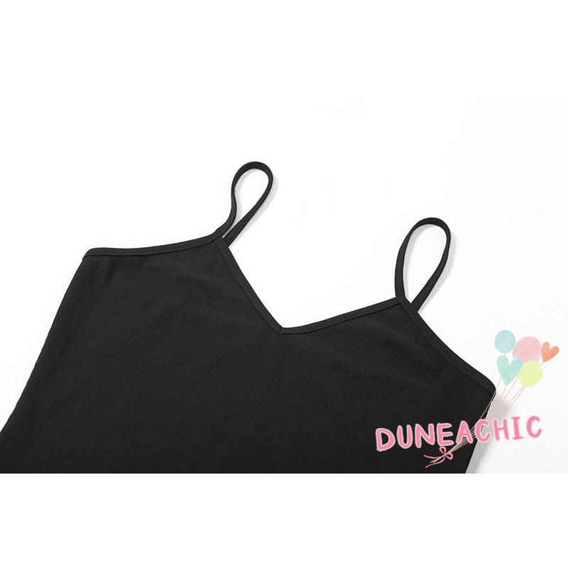 DUNEA Đầm Hai Dây Màu Trơn Hở Lưng Xẻ Tà Cao Gợi Cảm Cho Nữ