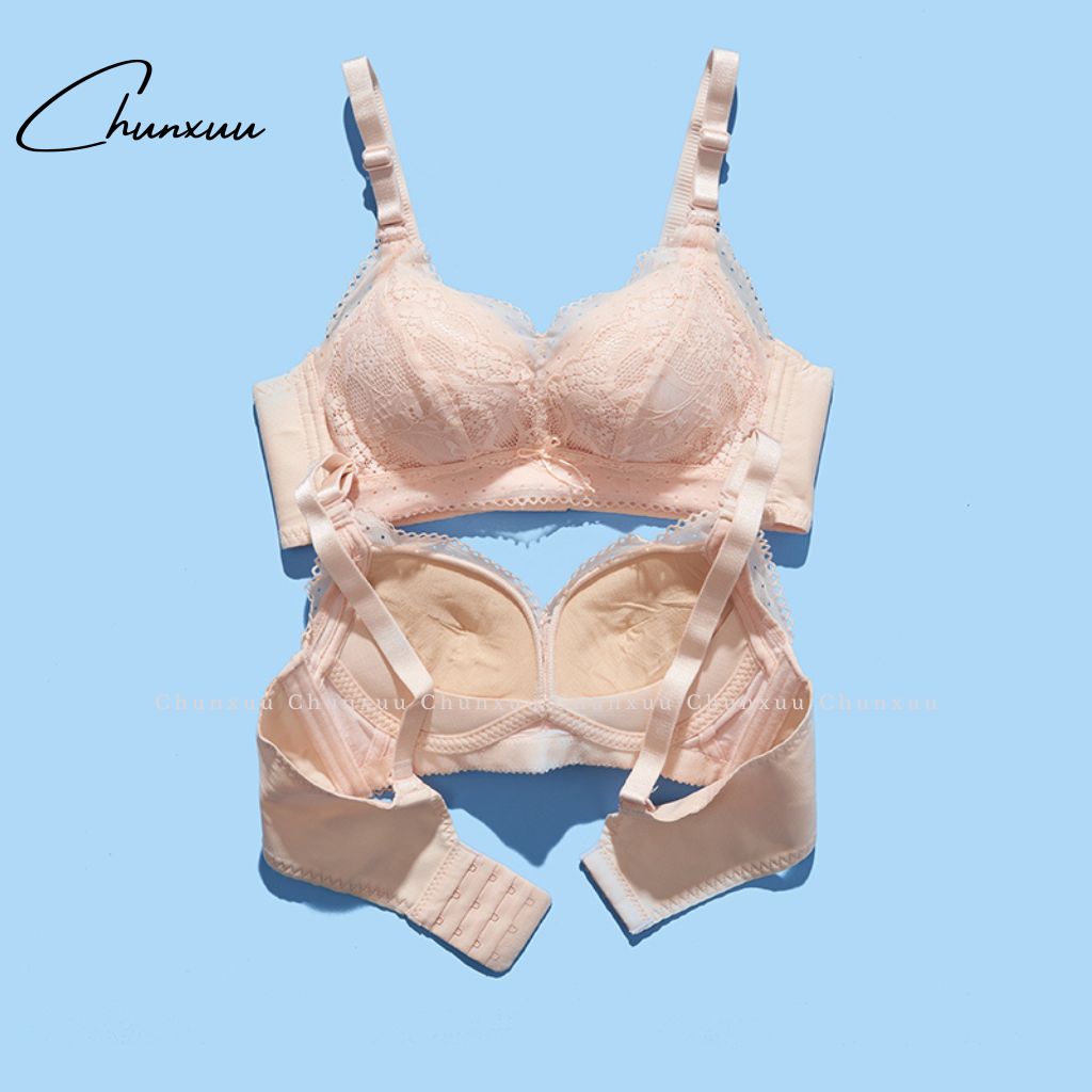 Áo lót ren nữ đính nơ điệu đà CHUNXUU, thiết kế không gọng đệm dày vừa nâng đẩy ngực - AV38