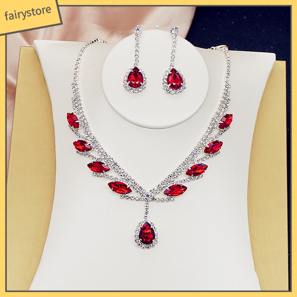 Bộ trang sức mạ đính đá lấp lánh kiểu dáng thời trang cho cô dâu