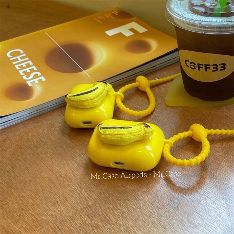 Case Airpods 1/2 Pro Vỏ Ốp Đựng Tai Nghe Hình Trái Chuối Vàng Silicon- Mr.Case Airpods