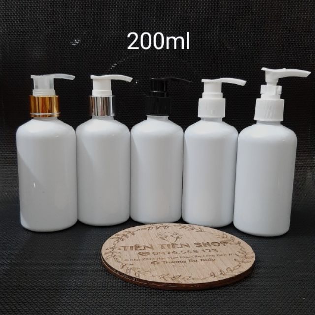 Chai nhựa trắng đục 200ml lùn vòi ấn