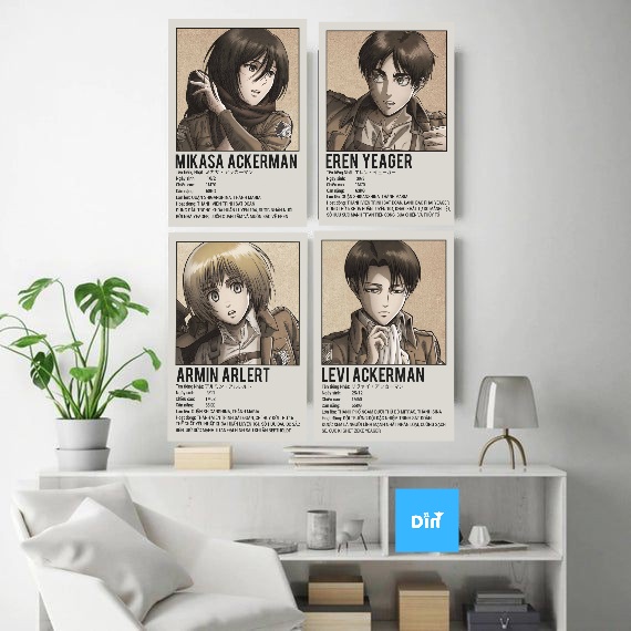 Combo 9 Tranh Dán Tường Attack on Titan Poster Anime Attack On Titan - Đại Chiến Người Khổng Lồ - Shingeki no Kyojin