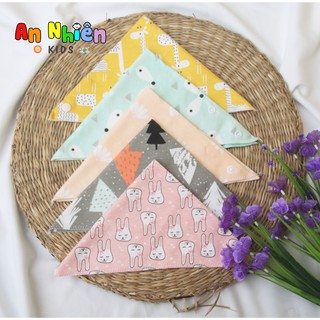 [100% COTTON] Set 5 Khăn Tam Giác Cotton 2 Lớp Cúc Bấm Cho Bé