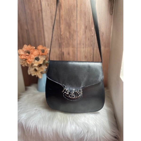 Túi đeo chéo da thật form hộp hàng nhật Aclrienne