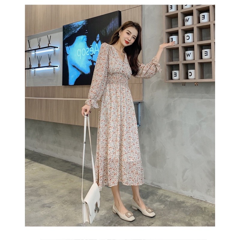 Đầm Hoa Nhí Maxi Nhún Bụng Siêu Xinh MS806