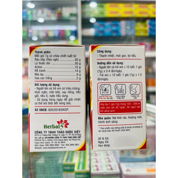 Bột nước mát Herba Cool - Giải nhiệt, làm mát cơ thể - 10 gói x 7gram