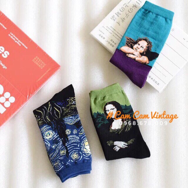 TẤT CAO CỔ NAM VỚ CAO CỔ NỮ TÁT VỚ THỂ THAO ULZZANG UNISEX TRANH MONALISA