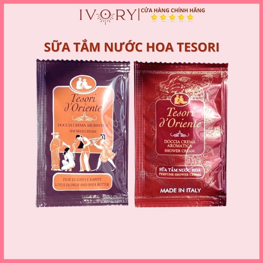 Gói Sữa Tắm Tesori O'drient 💖 CHÍNH HÃNG 💖 Dùng Thử Sữa Tắm Nước Hoa Tesori_7ml Giao Ngẫu Nhiên