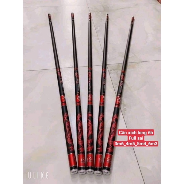 Cần tay Xích Long 6H đen đỏ- kèm nhẫn và nhọn