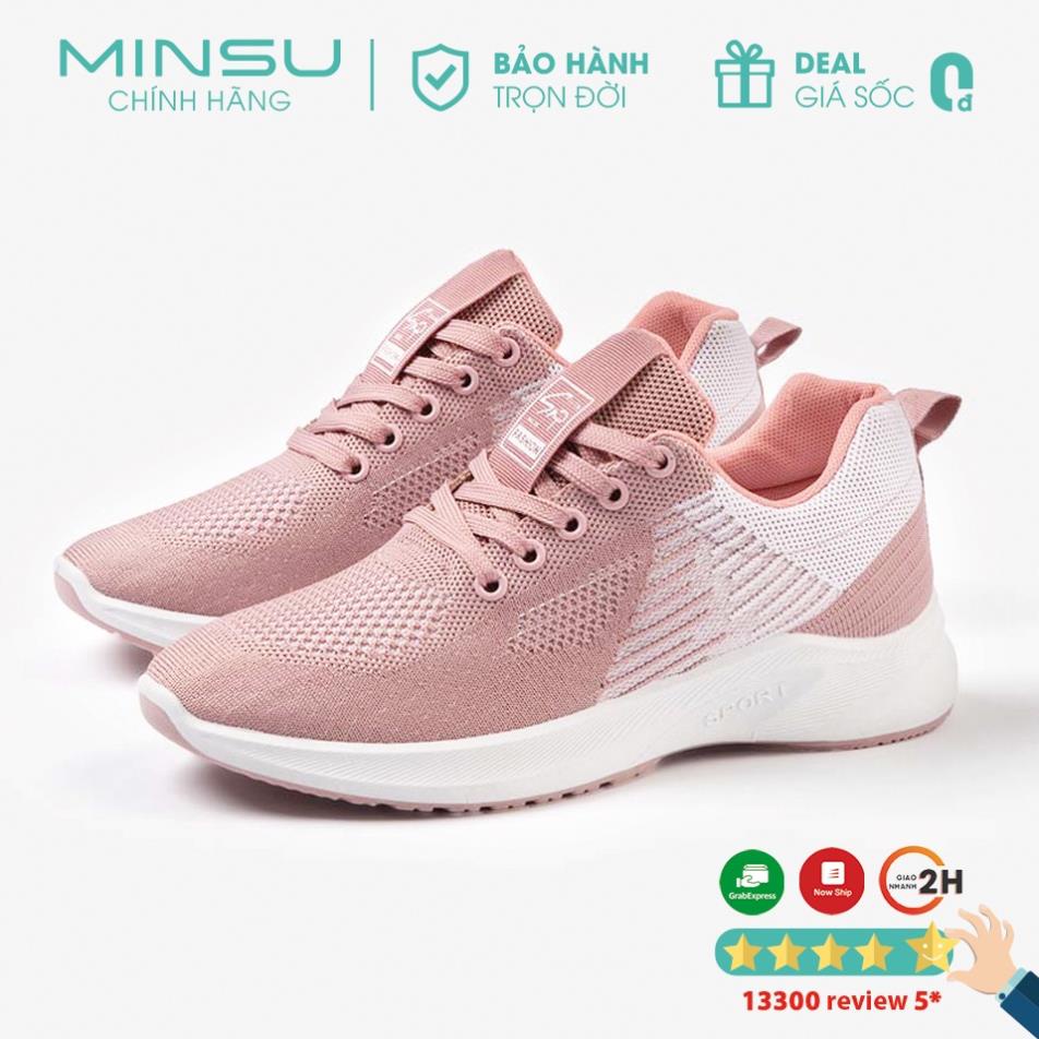 Giày Thể Thao Sneaker Nữ MINSU M2388, Kiểu Dáng Bata Thể Thao Hàn Quốc Cho Chạy Bộ, Đi Học, Chơi
