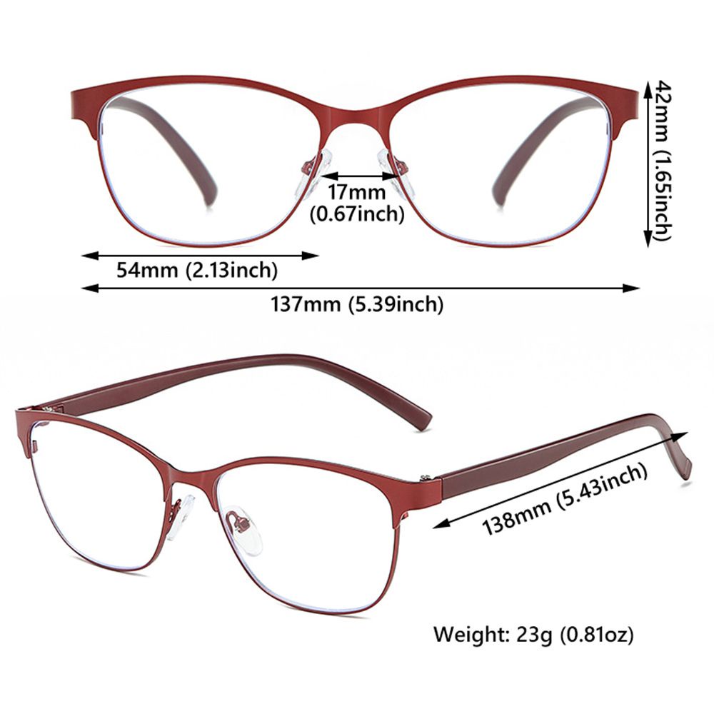 Mắt Kính Đọc Sách Nửa Gọng Kim Loại Nhẹ Chống Ánh Sáng Xanh Hình Chữ Nhật Có Nhiều Màu Sắc Cho Nam Và Nữ