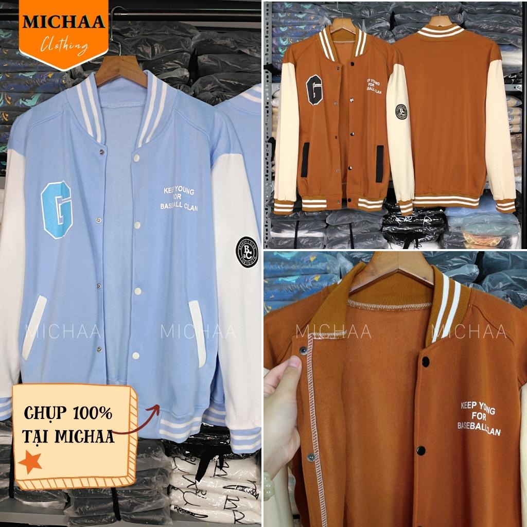 Áo Khoác Nỉ CHỮ G KEEP YOUNG Nam Nữ Form Bomber Vải Nỉ Hình In Đẹp - MICHAA