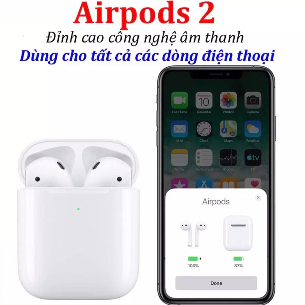 Tai Nghe Airpods 2 Bluetooth 5.0 [Định Vị+Đổi Tên+Sạc Không Dây] Phiên Bản Cao Cấp Nhất 2021