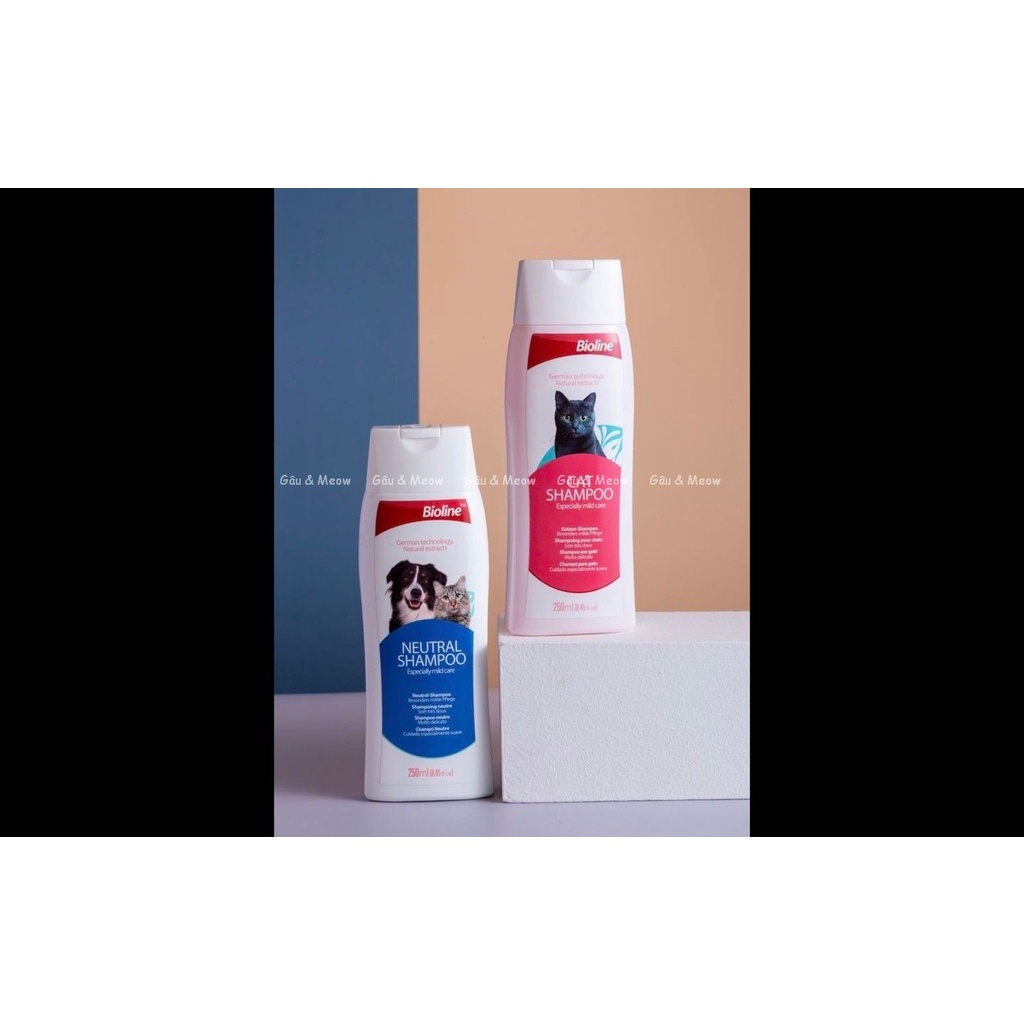 Bioline Cat shampoo Sữa tắm dầu tắm gội cho mèo dưỡng bóng sáng lông khử mùi - nhiều loại cho nhiều màu lông
