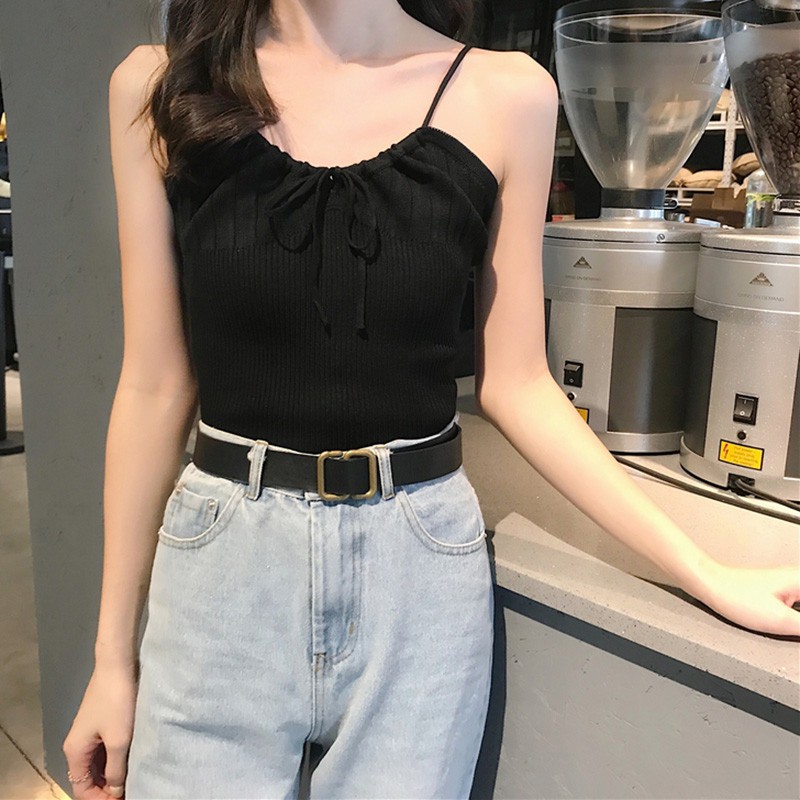 Áo dệt kim nữ cổ chữ V dây rút quyến rũ | BigBuy360 - bigbuy360.vn