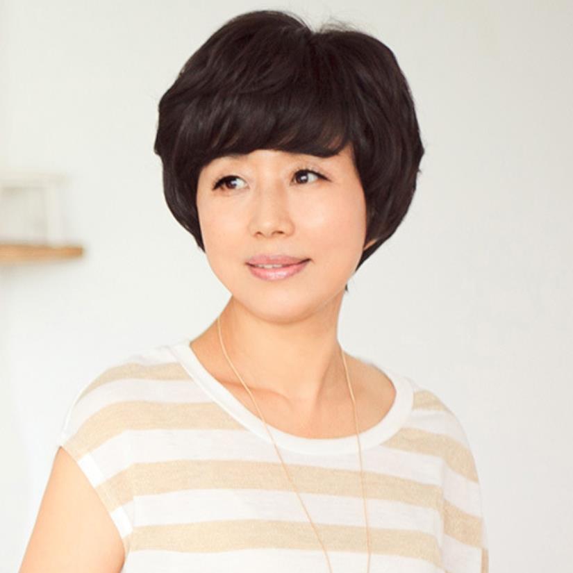 Tóc giả trung niên và cao tuổi Tóc giả mẹ Bộ tóc giả Thời trang Hàn Quốc Phụ nữ Trung niên Tóc xoăn ngắn