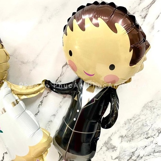 Bóng phao cô dâu chú rể trang trí tiệc cưới sang trọng