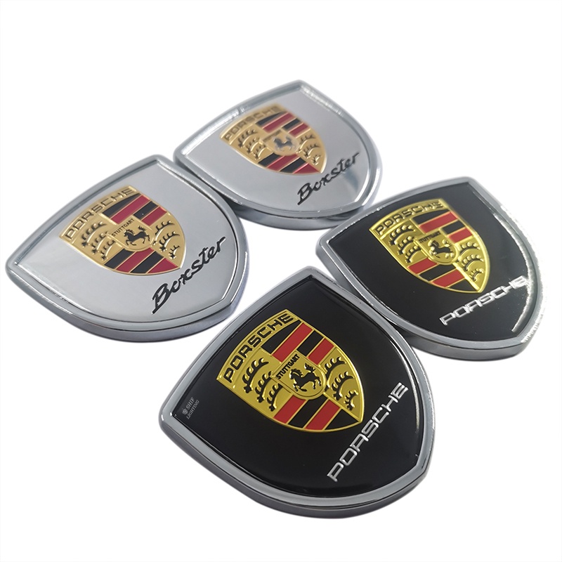 Bộ 2 Miếng Dán Logo PORSCHE Bằng Kim Loại Trang Trí Đuôi Xe Hơi PORSCHE Sport