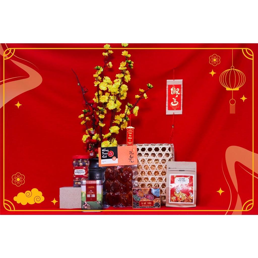 Tết An Khang 1 - Gỉo quà Tết 2022 - 9 món | Giỏ mây đan tre | BigBuy360 - bigbuy360.vn