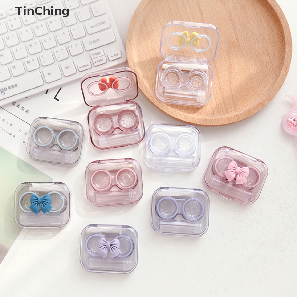 Hộp đựng kính áp tròng bằng nhựa trong suốt kèm nhíp tiện dụng