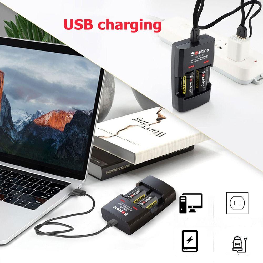 MYRONGVN Bộ Sạc Pin Kép 16340 CR123 / CR2 Siêu Bền Tiện Dụng