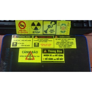 tem cảnh báo , tem phản quang dán xe combo 9 logo