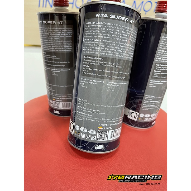 Nhớt Xe Máy UNITED OIL MTA SUPER 4T PREMIUM HYDROTREATED SEA 20W50 | ASI SL JASO MA2 Dung Tích 800Ml - 1000 ML