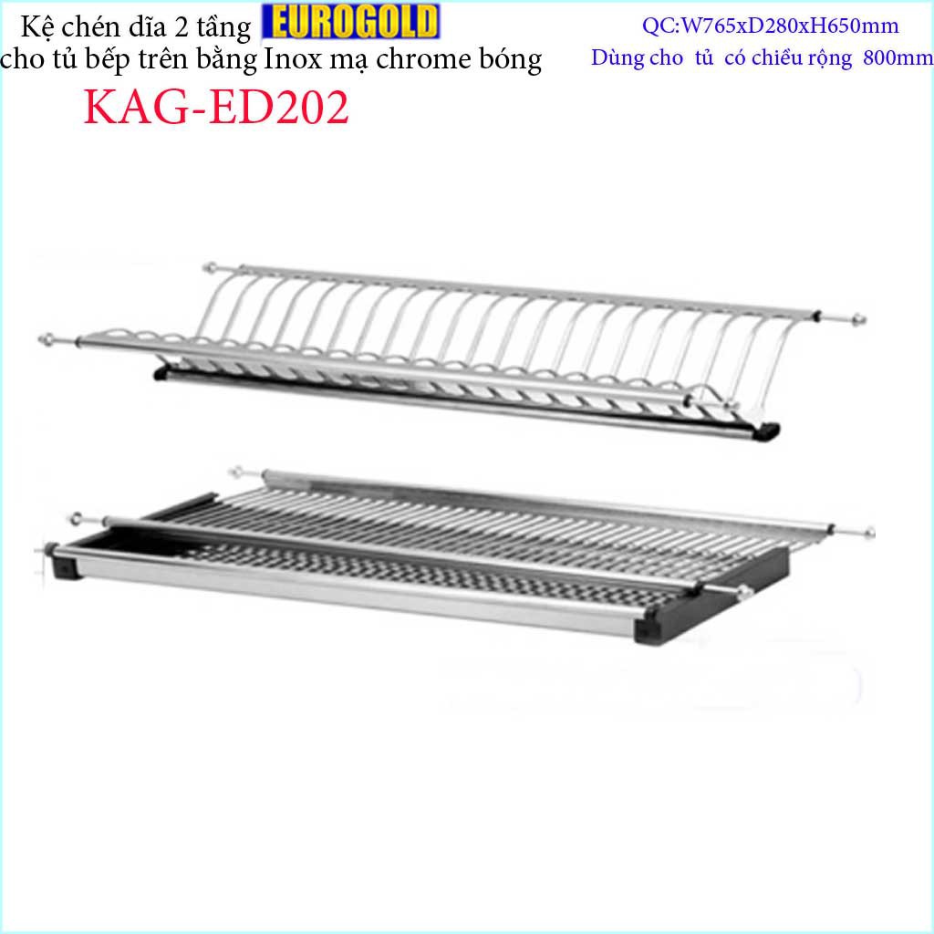 Kệ chén dĩa âm tủ KAG-ED202 - 76.5cm, Kệ chén bát chữ V 2 tầng Euro  76.5cm  khay hứng Inox nước thiết kế đẹp tiện dụng