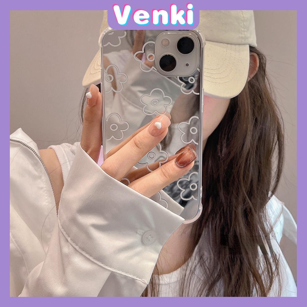 iPhone Case Acrylic Luxury Makeup Mirror Airbag Shockproof Protection Camera Flowers Simple Cute Compatible For iPhone 11 iPhone 13 Pro Max iPhone 12 Pro Max iPhone 7Plus iPhone xr