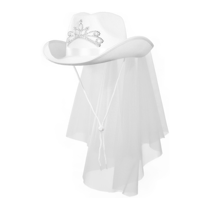 Nón Vành Rộng Màu Trắng Phong Cách Phương Tây Cho Cô Dâu