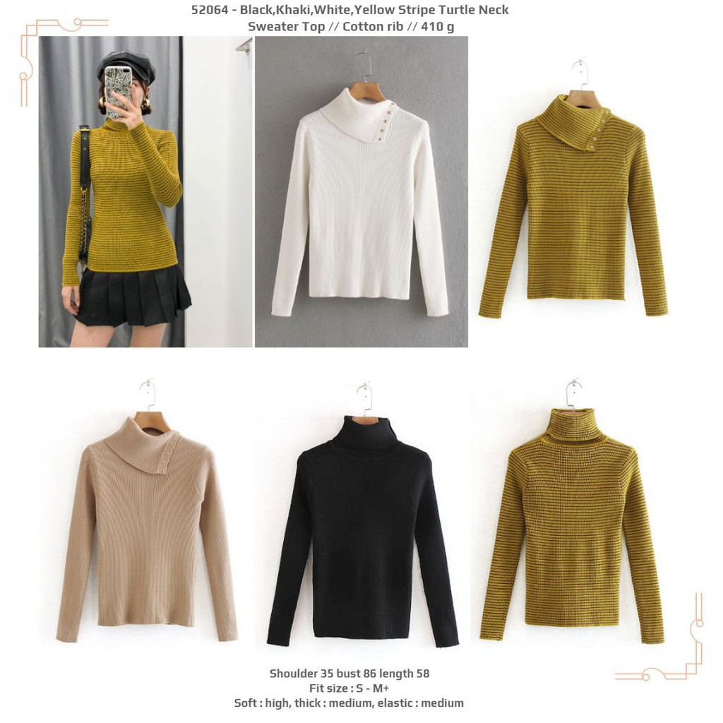 Áo Sweater Cổ Lọ Kẻ Sọc Ngang Trắng Đen Thời Trang 52064